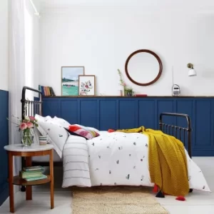 Image of Joules Countryside Scene 100% Cotton Duvet Cover and Pillowcase Set White, Blue and Yellow