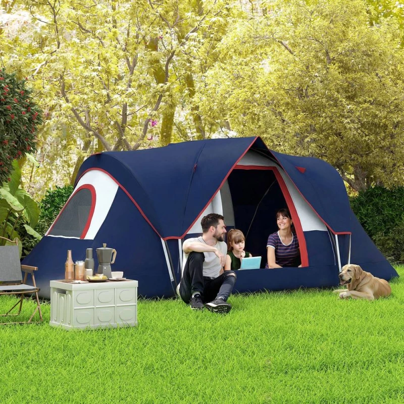Image of OUTSUNNY 5-6 Man Camping Tent, Water Resistant Hiking Shelter in Blue Blue Unisex