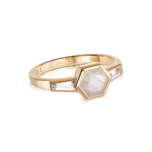 Image of Rings 18ct Gold Plate Beloved Moonstone Hexagon Ring 18ct Gold Plate