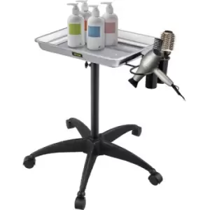 Image of VEVOR Rolling Salon Tray, Height Adjustable, Stainless Steel Structure, Mobile Instrument Tray with 2 Cups & 1 Metal Ring, 360 Degree Swivel Casters,