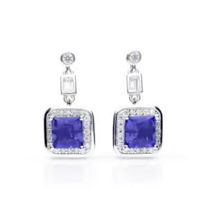 image of Diamonfire Silver White & Sapphire Zirconia Art Deco Style Earrings