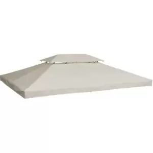 image of Outsunny 3x4m Gazebo Replacement Roof Canopy 2 Tier Top UV Cover Patio Cream