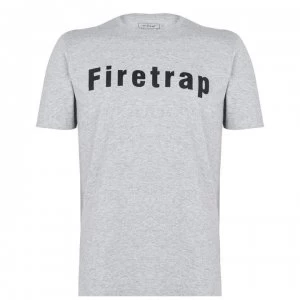 image of Firetrap Large Logo T Shirt Mens - Grey Marl