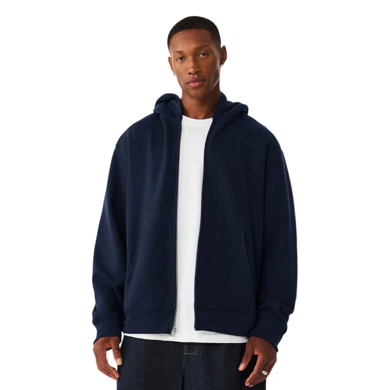 Image of Bella + Canvas Mens Heavyweight Heavy Full Zip Hoodie in Navy Size: Large Navy Male L