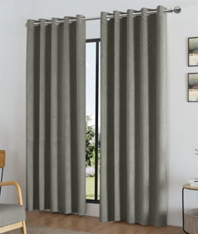 Image of Alan Symonds Temple Velvet Blackout Ring Top Curtains - Silver Silver 90x90 Inch