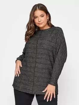 Image of Yours Yours Contrast Metallic Trim Front Seam, Black, Size 16, Women