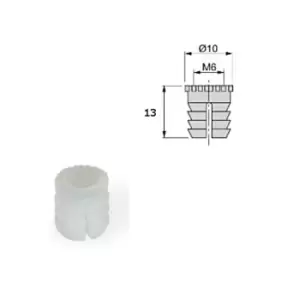Image of Emuca Furniture Plastic Socket - Size M6 13 x 10mm, Pack of 50