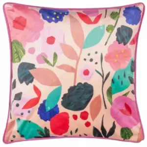 Image of Flower Girl Illustrated Cushion Pink / 43 x 43cm / Cover Only