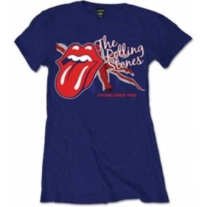 Image of Rolling Stones Lick The Flag Navy Ladies T Shirt: Small