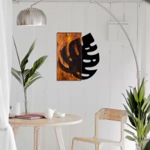 Image of Leaf 2 Walnut Black Decorative Wooden Wall Accessory