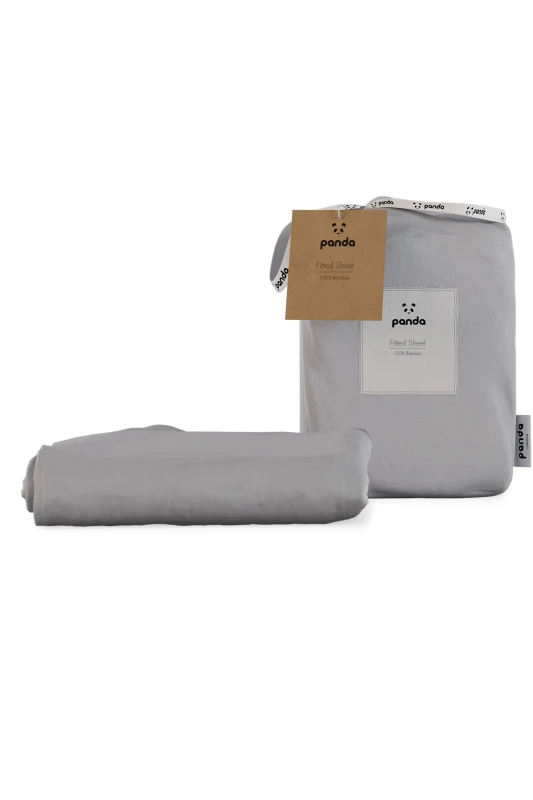 Image of Panda London 100% Bamboo Bedding Fitted Sheet in Mid Grey Size: Emperor Mid Grey Unisex Emperor