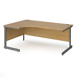 image of Dams International Left Hand Ergonomic Desk with Oak Coloured MFC Top and Graphite Frame Cantilever Legs Contract 25 1800 x 1200 x 725 mm