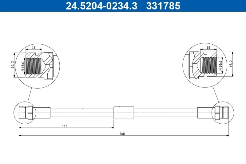 Image of Brake hose ATE 24.5204-0234.3