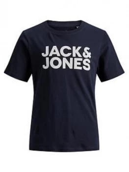 Image of Jack & Jones Boys Short Sleeve Classic Logo T-Shirt - Navy, Size 8 Years