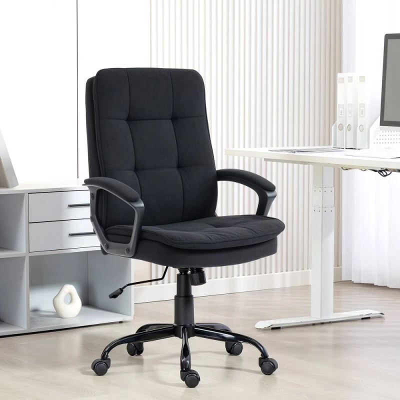Image of HOMCOM Office Chair, Computer Desk Chair with Dual-Layer Padding in Black Unisex