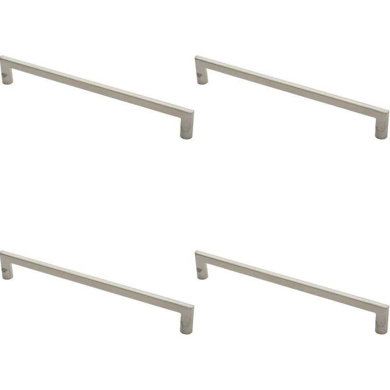 Image of Loops 4x Flat D Bar Door Pull Handle 475 x 15mm 350mm Fixing Centres Satin Steel Metallics unisex