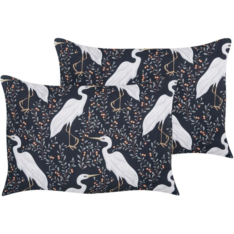 Image of Beliani Set Of 2 Outdoor Cushions Pianazzo Animal Pattern 40 X 60 Cm Black
