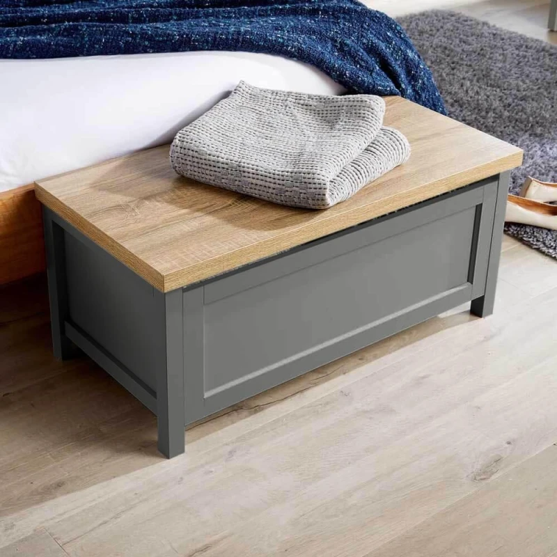 Image of Home Source Avon Storage Ottoman Chest Unit Dark Grey