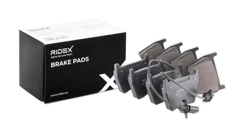 Image of RIDEX 402B0514 Brake pad set Front Axle, incl. wear warning contact, Axle Vers.: Front Brake Pad Set,disc brake (402)