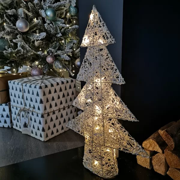 image of 60cm Battery Operated Gold Woven Christmas Tree with Warm White LEDs