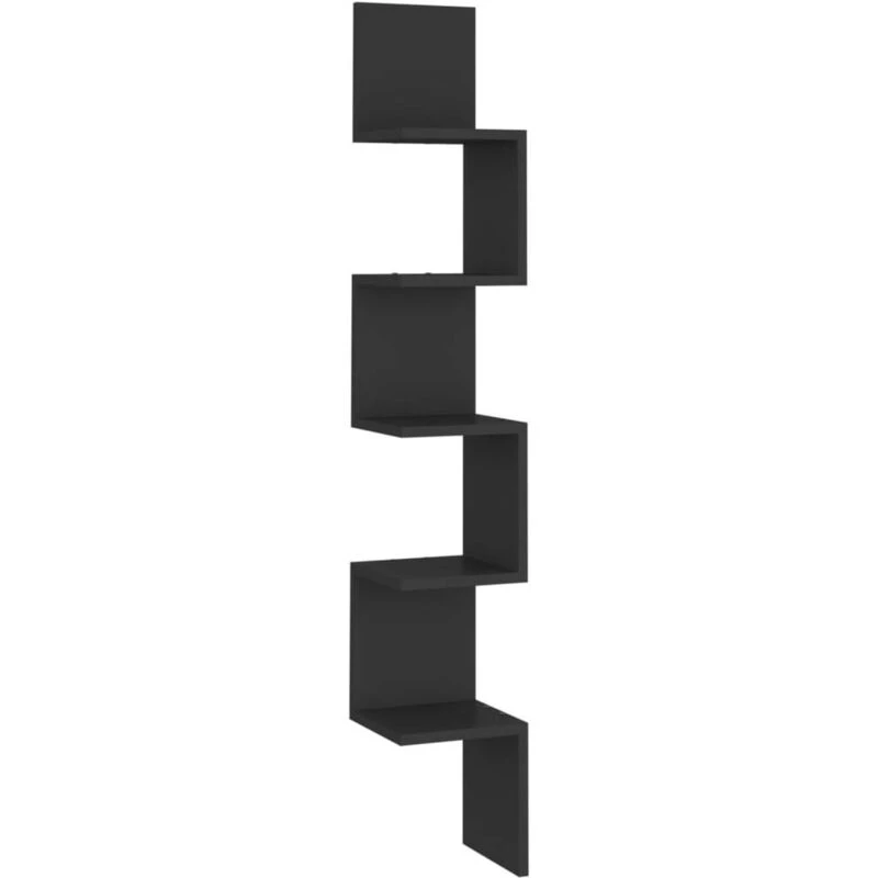 Image of VIDAXL Vidaxl - Wall Corner Shelf Black 20x20x127.5cm Engineered Wood 8720286596968
