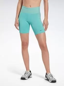 Image of Reebok Les Mills Ribbed Short Leggings - Blue Size S, Women