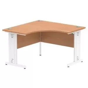 image of Impulse 1200 Corner Desk White Cable Managed Leg Desk Oak