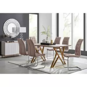 Image of Furniture Box Taranto Oak Effect Dining Table and 6 Cappuccino Murano Chairs