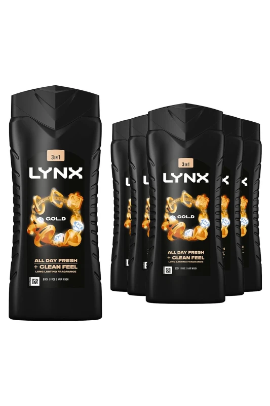 Image of Lynx Gold 12H Fragrance Shower Gel 'Bodywash', 6x 500ml Gold male