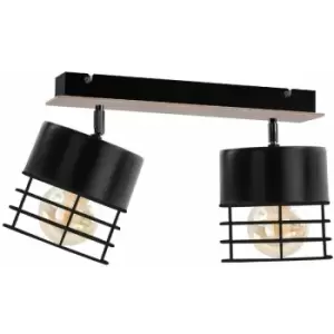 Image of Keter Casa Twin Ceiling Spotlight Black, Wood, 50cm, 2x E27