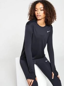 Image of Nike Running LS Miler Top - Black, Size S, Women