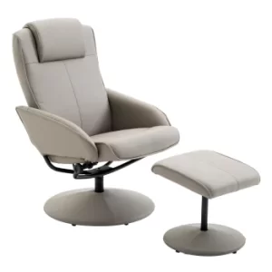 Image of HOMCOM Adjustable PU Leather Recliner Swivel Executive Reclining Chair High Back Armchair Lounge Seat with Footrest Stool Grey