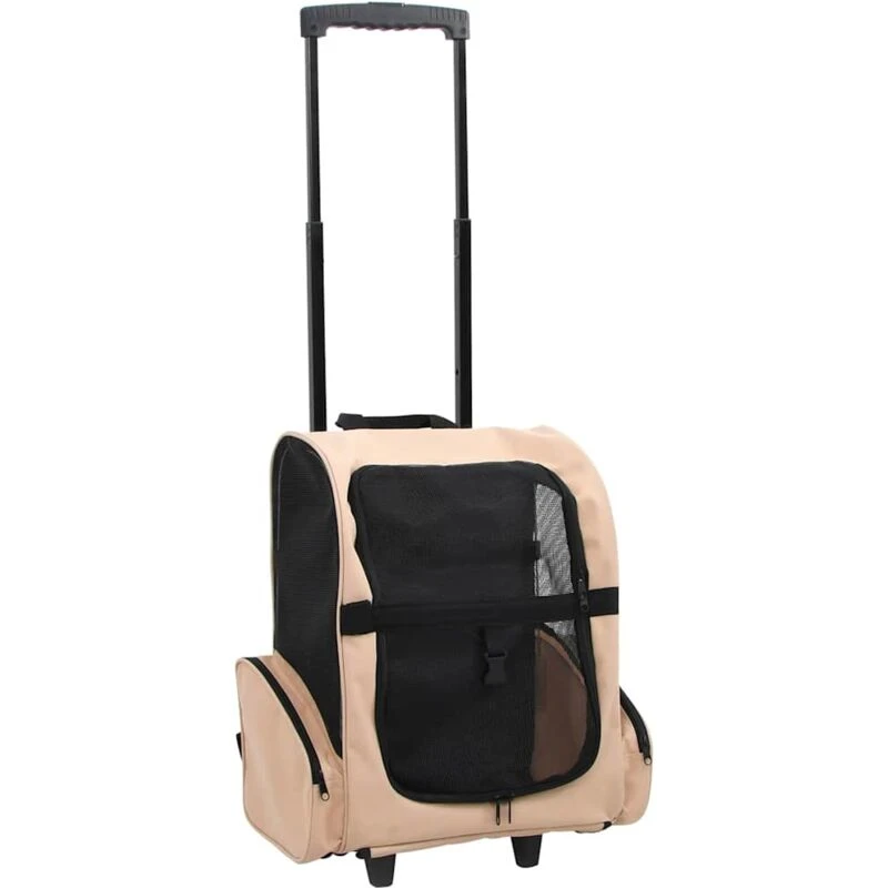 Image of vidaXL Foldable Multipurpose Pet Trolley Beige Doggy Travel Trailer Stroller