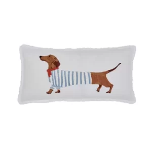 image of Joules Sausage Dogs Cushion 60cm x 30cm, Chalk