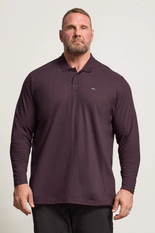 Image of BadRhino BadRhino Men Long Sleeve Polo Shirt in Red Size: 4X-Large Red 4XL Male 5057147734362