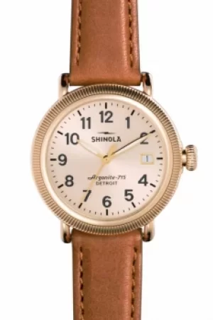 Image of Unisex Shinola Runwell Coin Edge 38mm Bourbon Strap Watch S0120001108