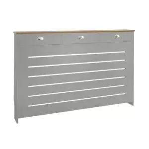 image of Barnford Large Radiator Cover with Drawers in Grey & Oak