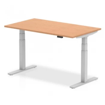 Image of Trexus Sit-Stand Desk Height-adjustable Silver Leg Frame 1400800mm Oak