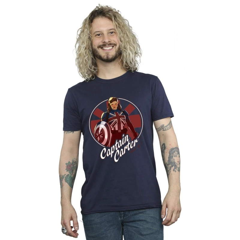 Image of Marvel Marvel Men What If Captain Carter T-Shirt in Navy Size: Small Navy S Male 5057864883763