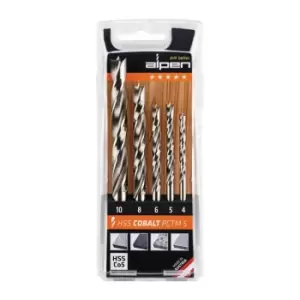 image of Jeu de forets bois PCTM 5 pieces D. 4 5 6 8 10 mm HSS-Co5 ALPEN