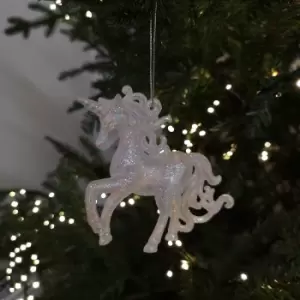 image of 10cm Christmas Tree Glitter Festive Unicorn Decoration With Head Down