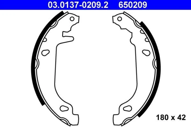Image of ATE 03.0137-0209.2 Brake Shoes Brake Shoe Set (70)