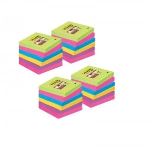 Image of Post-it Super-Sticky 76x76mm Assorted Value Notes (Pack of 24) 654-SS-