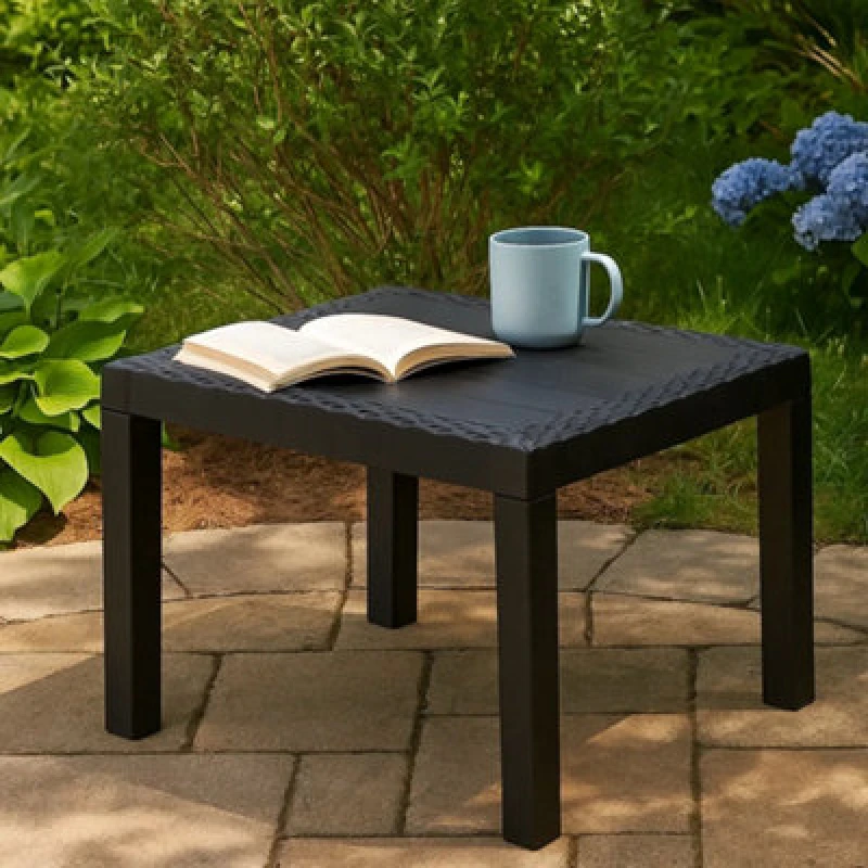 Image of idooka Garden Coffee Table Rattan Style Outdoor Patio Balcony Furniture Dark Grey Dark Grey unisex