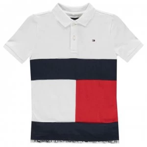 image of Tommy Hilfiger Tommy Logo Flag Polo Shirt - White YBR