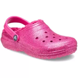 Image of Crocs Girls Kids Classic Glitter Cosy Lined Clogs UK Size 11 (EU 28)