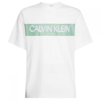 image of Calvin Klein Jeans Stripe Logo T-Shirt - White