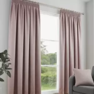 image of Fusion Galaxy Plain Dyed Triple Woven Thermal Pencil Pleat Lined Curtains, Blush, 46 x 54 Inch