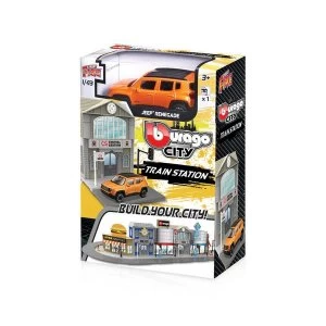 image of 1:43 Street Fire Bburago City Train Station Diecast Model (Includes 1 Car)