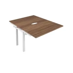 Image of Telescopic Sliding 2 Person Extension Bench with Cut Out and White Frame - 1200mm - Dark Walnut